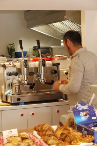 man making coffee